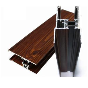 China Brown Rectangle Wood Finish Aluminum Profiles For Construction factory