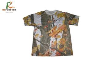 China Short Sleeve Sublimation Bedminton Sport T-Shirt With Red Leaves Digital Printing factory