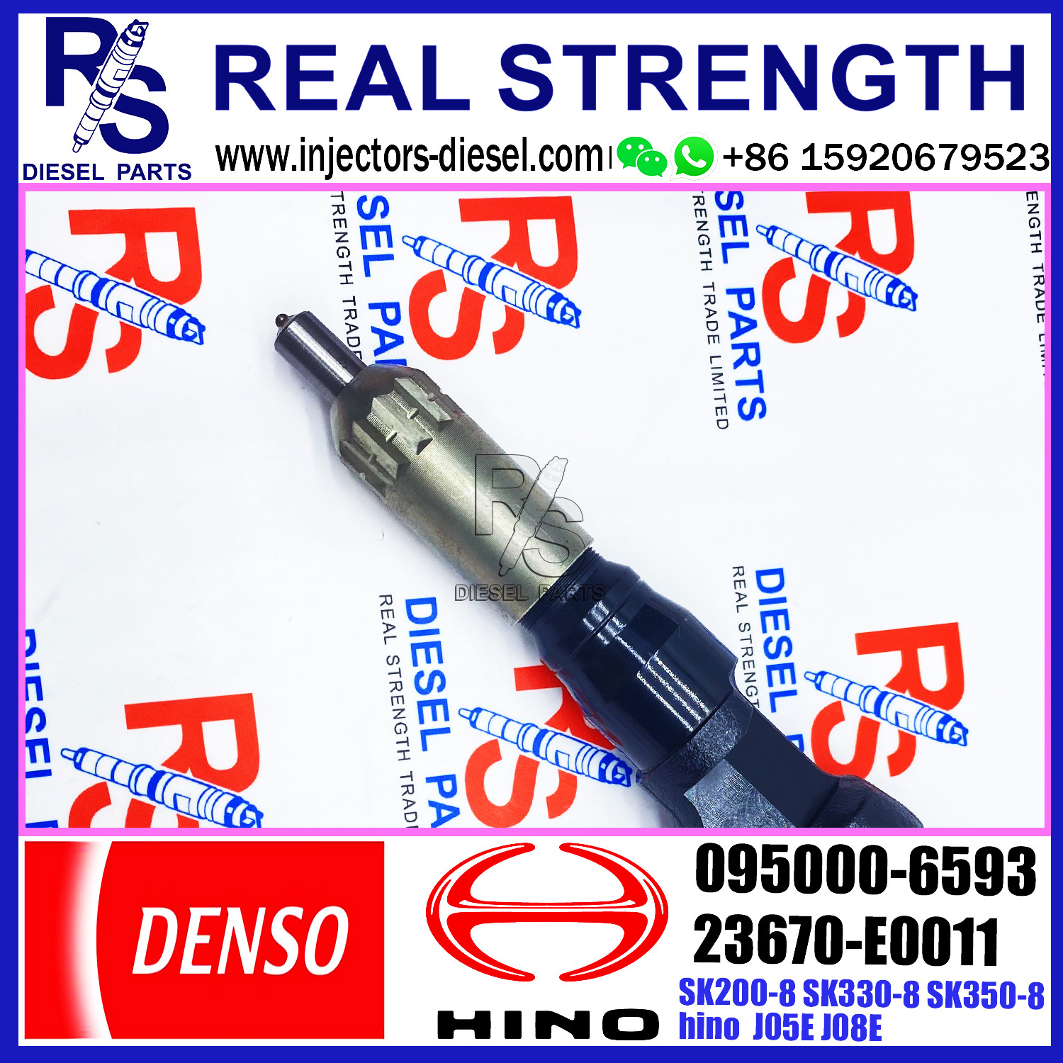 Diesel Fuel Injector 095000-6593 095000-6594 095000-6592 For HINO J08E Engine Part 23670-E0010 23670-E0011