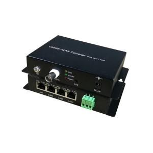 China 4-Port 10/100TX PoE + 1-Port Coax Long Reach PoE Ethernet over Coaxial Extender factory