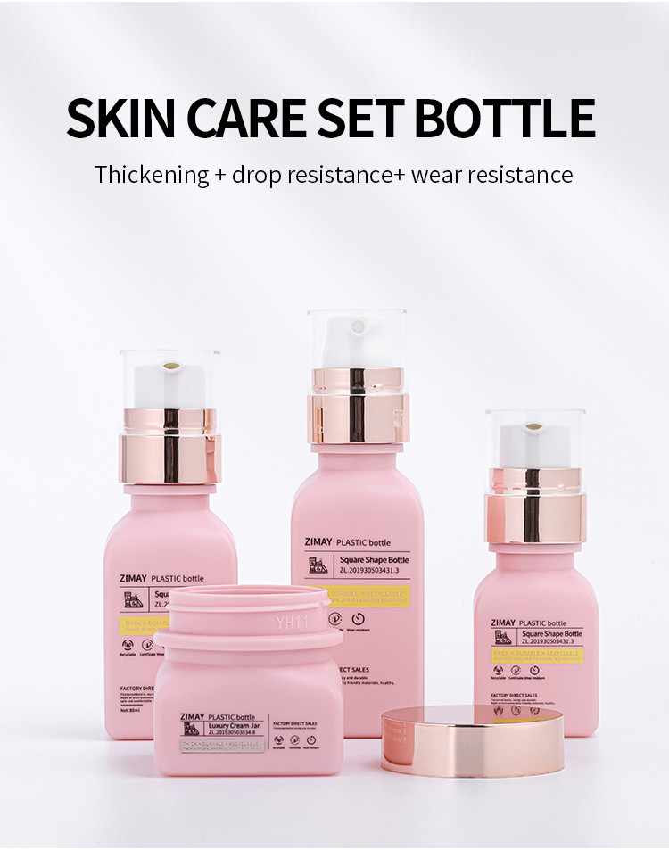 Custom made plastic bottles set for cosmetic skincare Jar Packaging suit