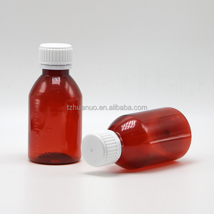 Customized Logo Pharmaceutical Grade 100ml PET Cough Syrup Bottle with Screw Cap