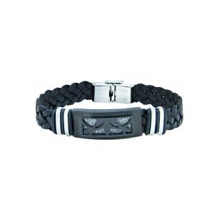 China Europ American Fashion Trendy Stainless Steel Geniune PU Leather Bracelet Bangle LBL71 factory