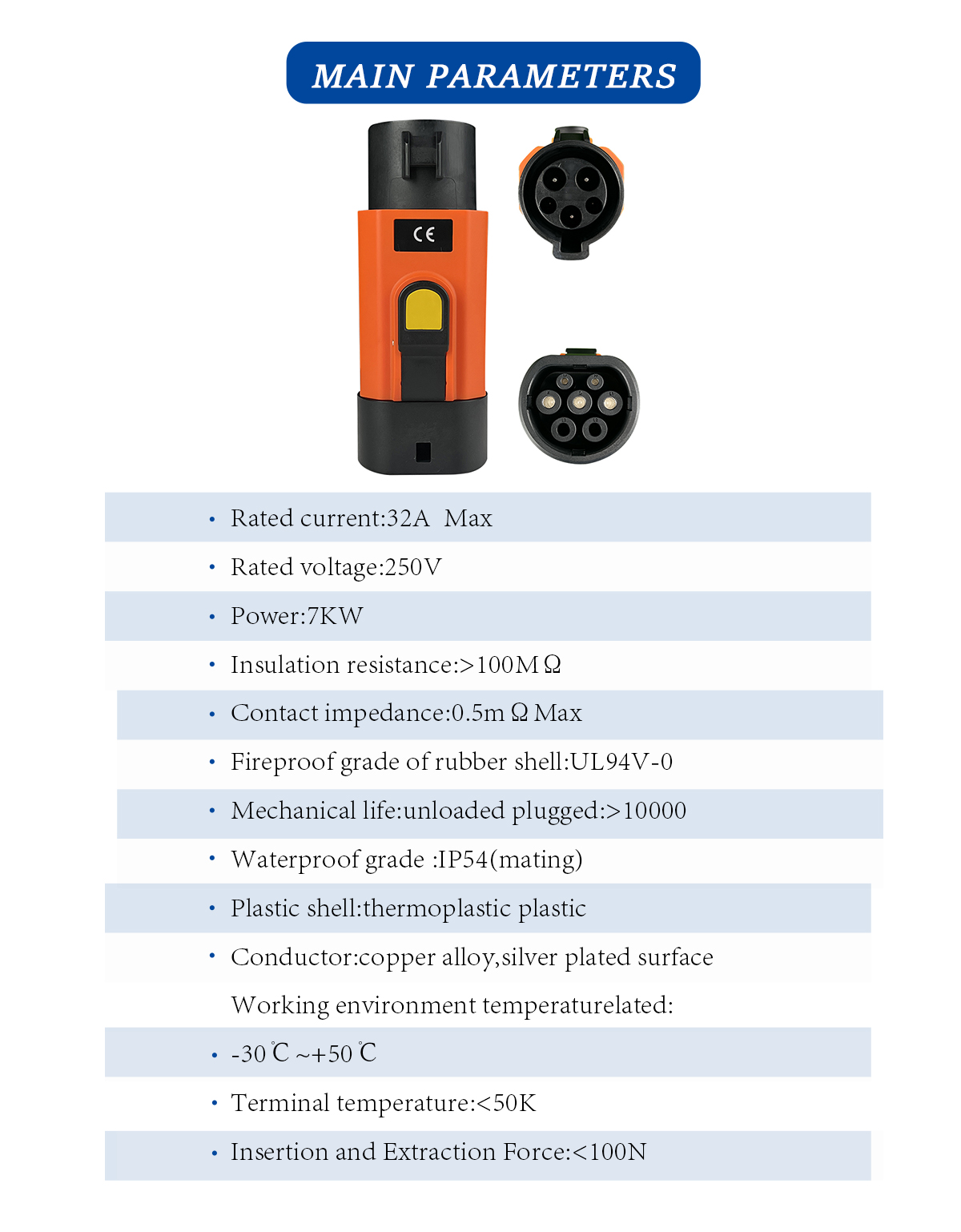 PC Copper 7KW 32A J1772 to Type2 EV Charging Connector 220V Car Adapter Charger Type1 Charging Pile for Electric Vehicles