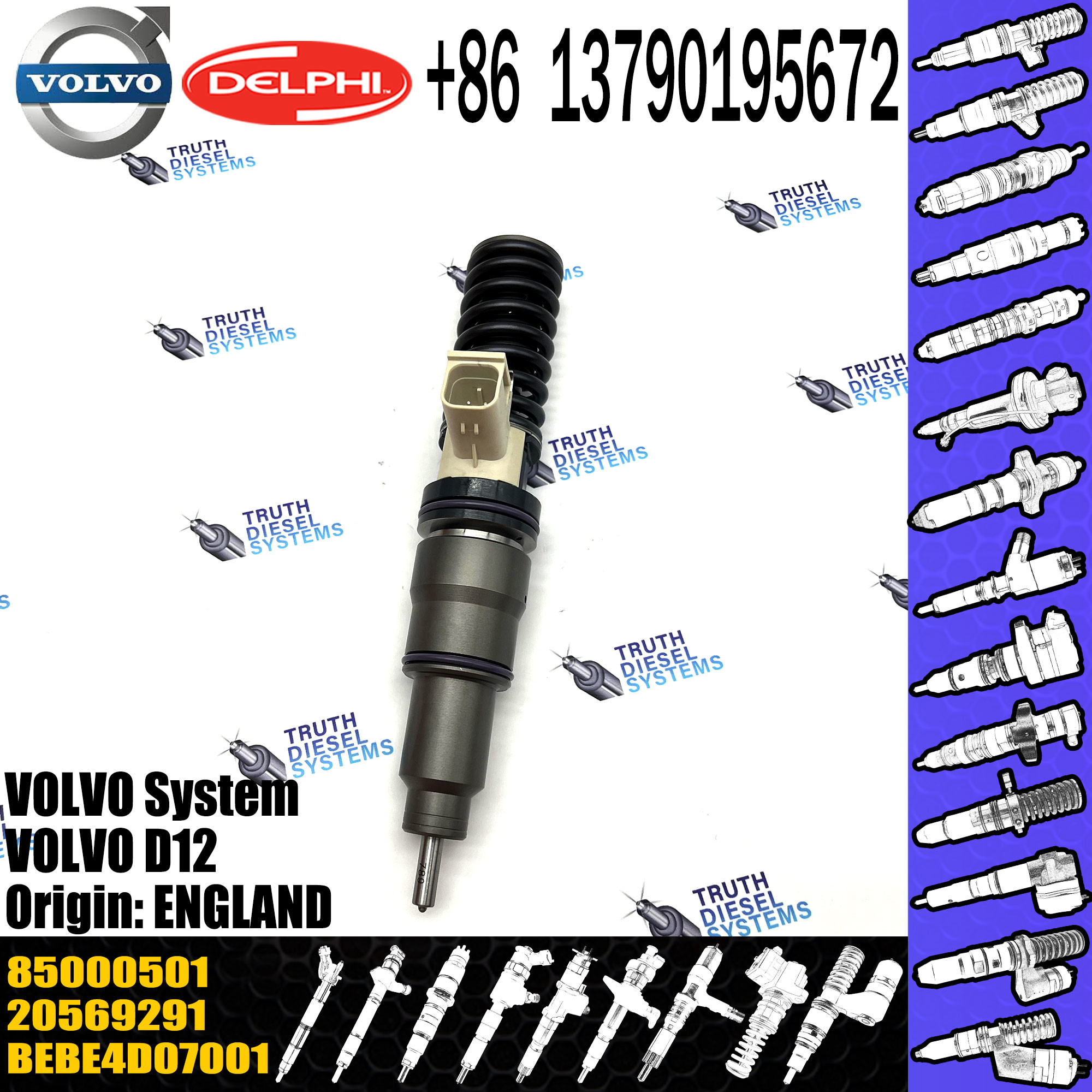 original Diesel Fuel Injector 20569291 BEBE4D07001 BEBE4D28001 BEBE4D39001 85000501 E3.18 for VOL D12 3139