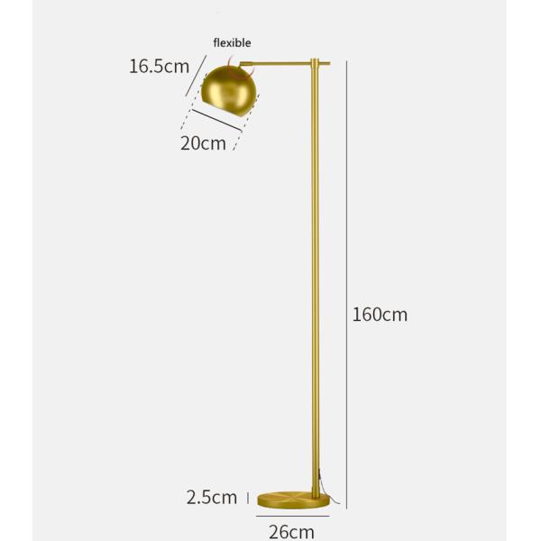 Gold Floor Lamp Modern E27 Standing Lamp Corner Light Reading Light Plated Brass led stand lamp(WH-MFL-65)
