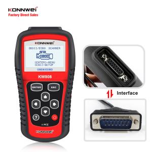 Rubber Plastic OBDII EOBD KONNWEI OBD2 Scanner KW808 for PCM data stream O2