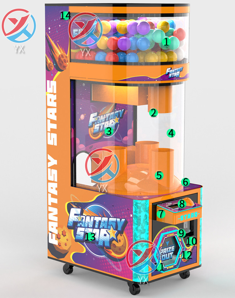 Orange Lucky Dino Coin-operated Automatic Toy Dispensing Arcade Game Machine (100mm)