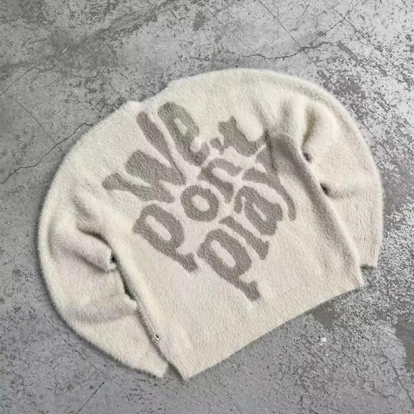 Senior Custom New Designer Blurred Logo Print Sweater Brushed Wool Blend Sweatshirt Plain Knitted Pullover Mohair Sweater Men