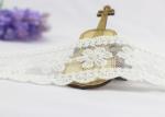 Scalloped Edge Flower Embroidered Lace Ribbon , Embroidered Mesh Lace Trim