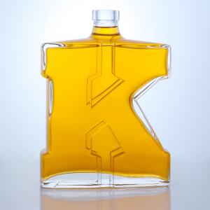 China 750ml Clear Flint Glass Bottle Unique Shaped for Gin Rum Champagne Brandy Whisky factory