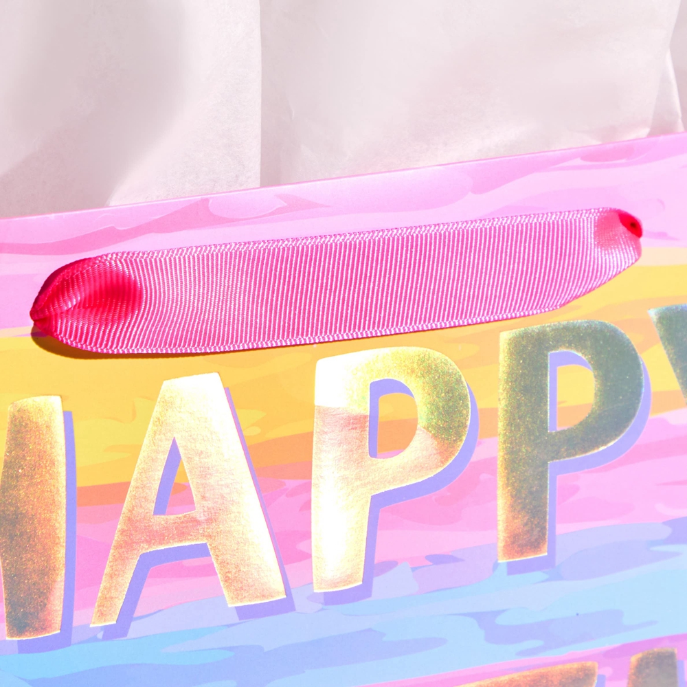 Custom Luxury Big Birthday Gift Shopping Paper Bag with CMYK 4 Color Offset Printing