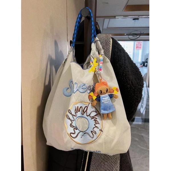EMBROIDERED REUSABLE BAG SHOPPING BAG NYLON HAND BILL SHOULDER CROSSBODY BAG FOR WOMEN