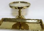 Gold Plated Ceramic Cake Stand Round Chrome With Plates Dolomite Material