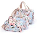 Flower Design Polyester Cosmetic Makeup Bag Set