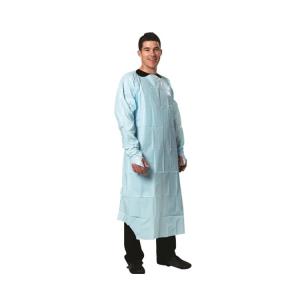 China Hospital Used Cloth Isolation Gown Disposable CPE Gown With Long Sleeves factory