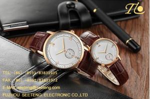 China WHOLESALE PU STRAP AND ALLOY CASE QUARTZ WATCHES WITH DIAMOND COUPLE WATCH factory