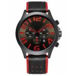 Pin Buckle Triple Date Calendar Watch Leather Belt Mens Chronograph Watches