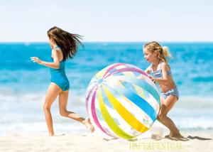China 1m 1.5m Colorful Striped Inflatable Beach Ball Perfect For Beach Lake Pool Parties factory