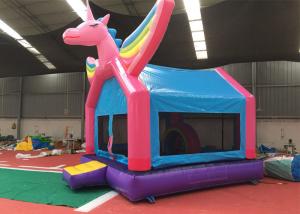 China Pink Rainbow Unicorn Bounce House For Adult Fire Retardant And UV Protective Material factory