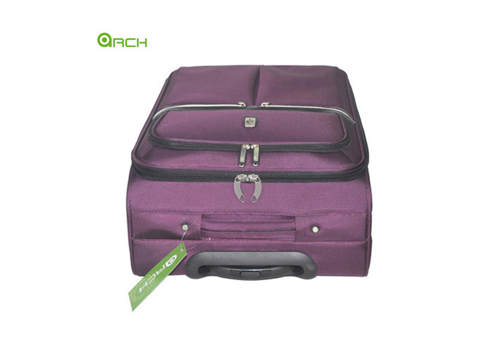 Tapestry Suitcase Soft Sided Luggage with Three Front Pockets and Skate Wheels
