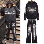 Men's 100% Cotton French Terry Tracksuit with Raw Hem Cut and Acid Washed Finish