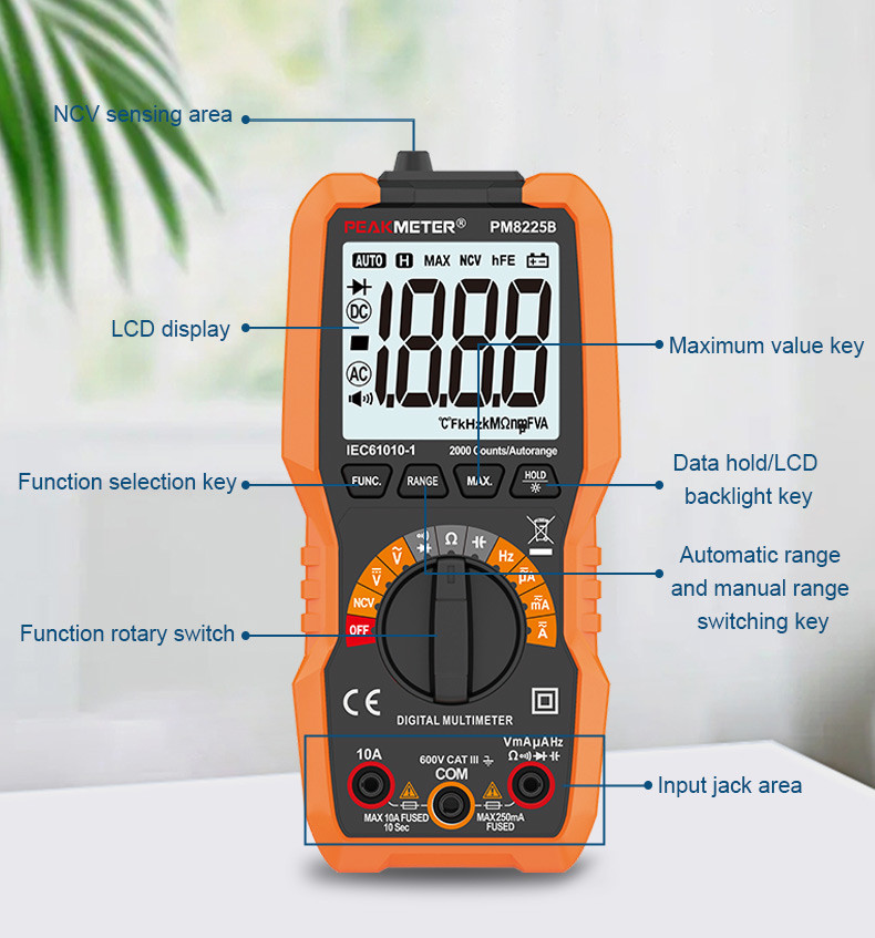 MAX value function Auto Range Digital Multimeter 600V Voltmeter 20MOhm resistance measurement electric meter