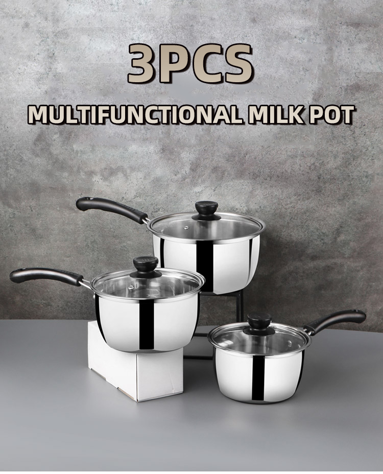 High Quality 6 Pieces Stainless Steel Cooking Pot Sauce Pan Cookware Set Milk Pot Set With Glass Lid