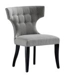 Tufted Grey Linen Wooden Dining Chair Malaysia,Simple Dining Chair,Armless