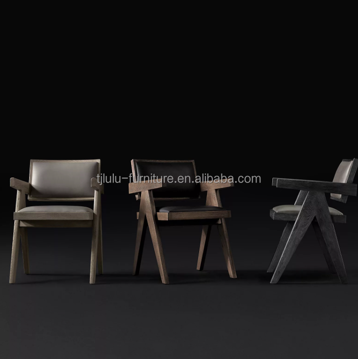 Top Grade Hotel Restaurant Home Using Dining Room Modern Wood PU Chairs With Armrest and Nitrolacquer Finish
