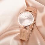 Steel Band OEM Alloy Quartz Watch 32mm Rose Gold Wristwatch For Ladies Quartz
