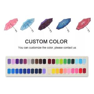 C Shape Handle Inverted Reverse Umbrella Custom Pattern Double Layer With Logo