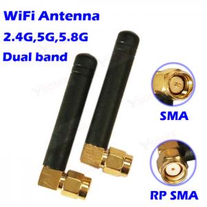 China WiFi Antenna 2.4GHz/5.8GHz Dual Band 3dbi RPSMA/SMA Connector Rubber Aeria For Mini PCI Card Camera USB Adapter Network factory