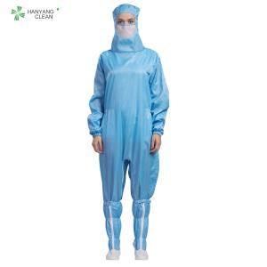 China S - 5XL Size Anti Static Garments Blue Color With Hoods And Face Mask factory