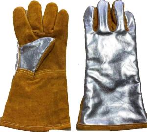 China Aluminized High Temperature Resistant Gloves With Leather Palm factory