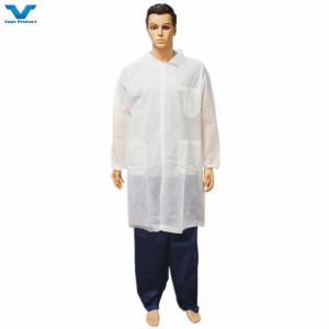 China Direct Blue Nonwoven PP Polypropylene SMS Microporous Disposable Lab Coat for Adults factory