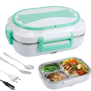 China Electric Lunch Box Fast 60W Portable Food Warmer Removable 304 Stainless Steel Container Fork Spoon factory