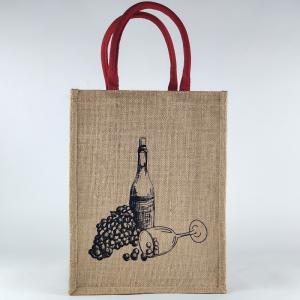 China Promotional Customized Gift Logo Printed Jute Wine Bags factory