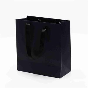 China Waterproof Black Gusset Kraft Paper Shopping Bags Mini Size factory