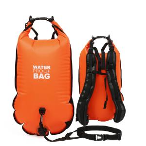 China Orange Triathlon Swimming Buoy 190T Nylon PVC Inflatable Tow Float factory