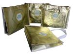 Nonwoven Reusable Shopping Bags Shining Glold Coated Button Closure