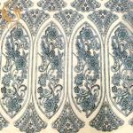 Spot Blue Mesh Beaded Lace Fabric Sewing Embroidery For Garment
