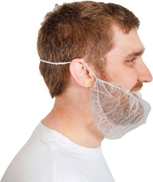 Beard Nets | 18" | White Disposable Beard Covers, Beard Net For Food Service,