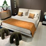 Stainless steel Upholstered Bedroom Sets Modern White Leather King Size Bed