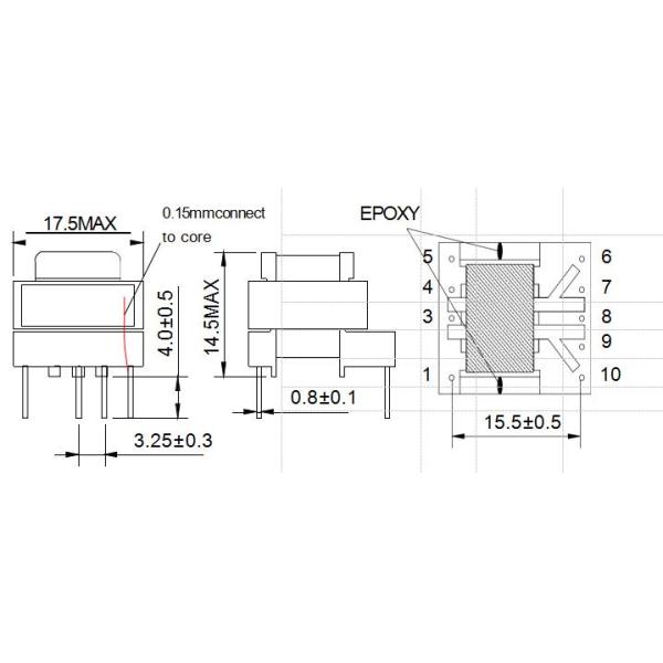 EE16 Series P4 High Frequency Ferrite Core Transformer Horizontal Type