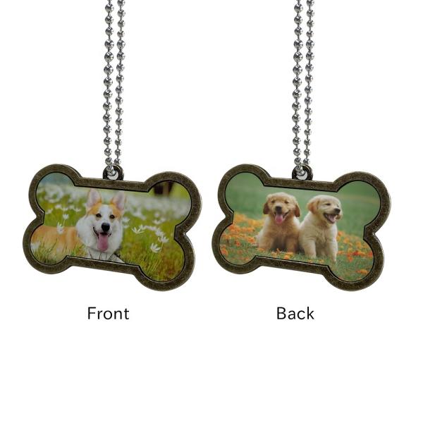 Sublimation Bronze Edge Dog Tags Personalized Bone Pet Tag