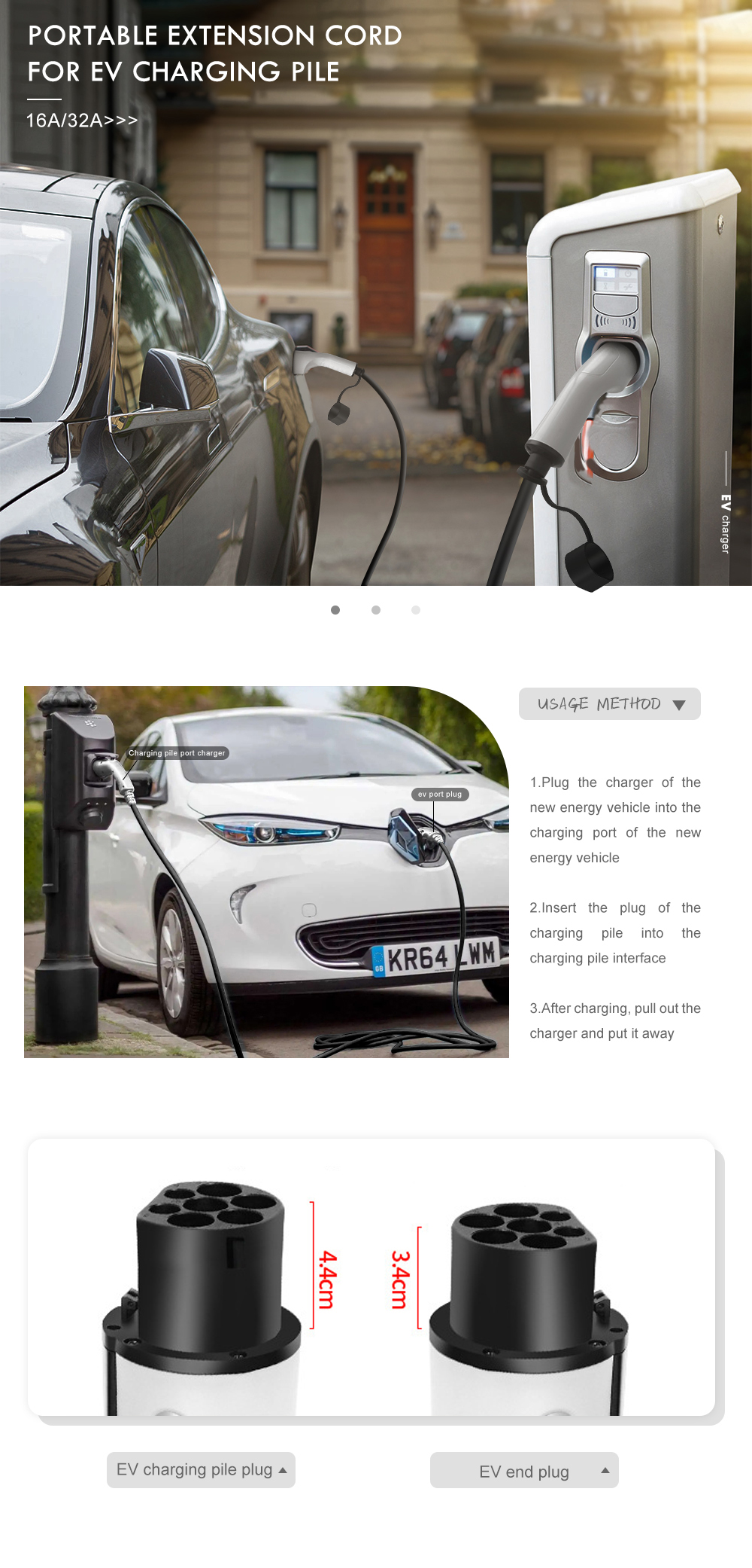 Prophylactic Temperature Protection Type 2 to Type 2 EV Charging Cable 5m Length from E-mingze for EV Charging Stations