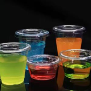 China 3oz PLA Plastic Disposable Condiment Cups With Hinged Lid Eco Friendly factory