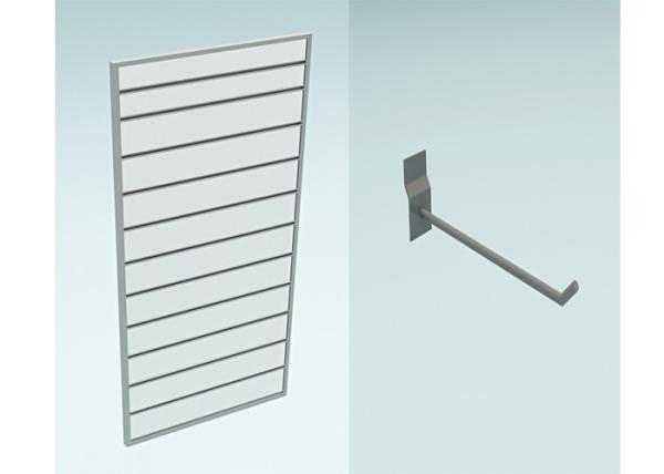 Length 60 Slatwall Shelf Brackets For Garment , Steel Slot Board Hooks High