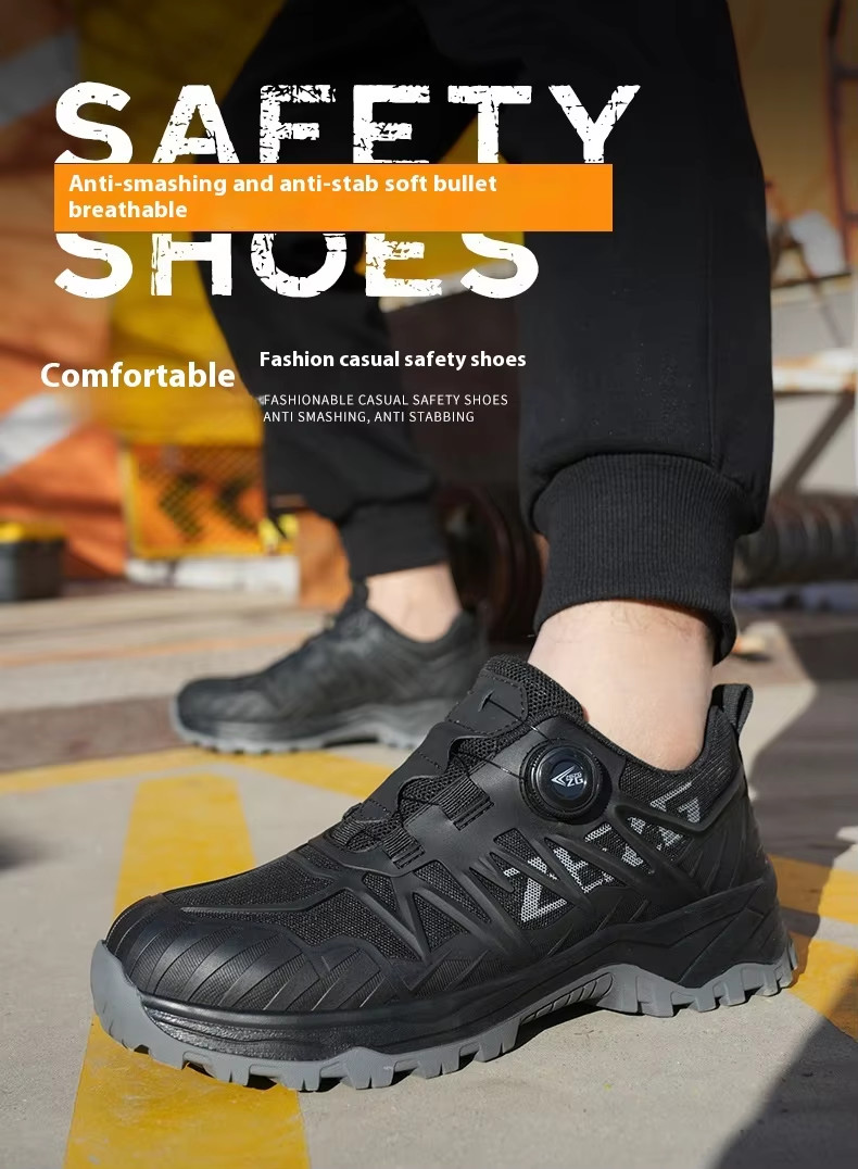Kevlar Mid Sole Anti-stab Steel Toe BOA Rotating Buttons Safety Shoes For Industrial